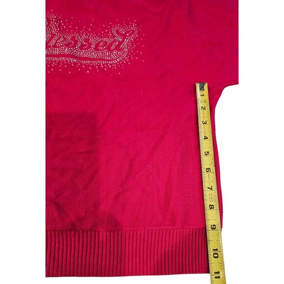 Calligraphie Long Sleeve Sweater Blessed Silver Rhinestones Hot Pink Size M NWT - Picture 7 of 12